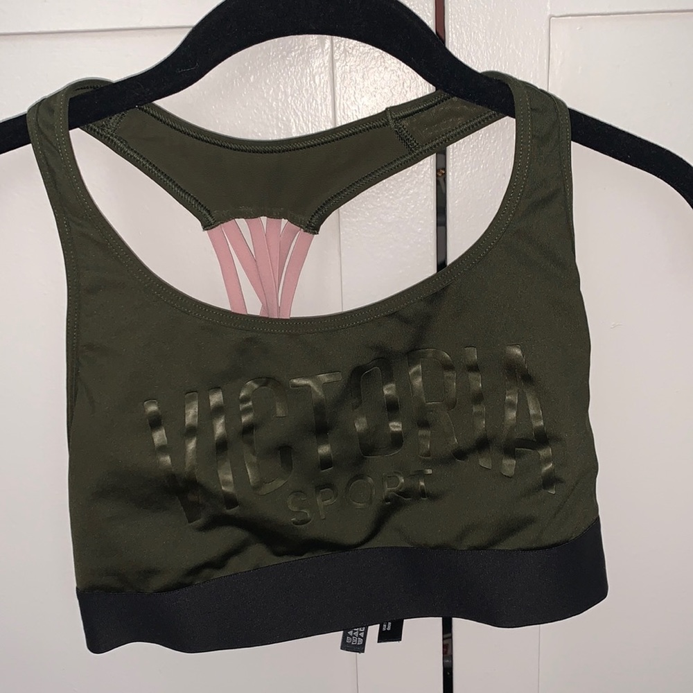 Victoria secret olive green and pink sports bra